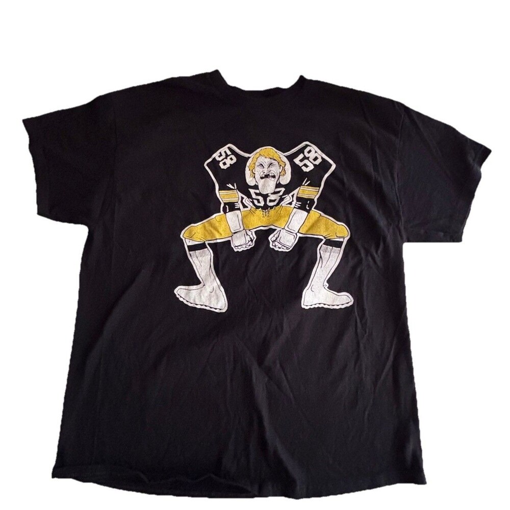 Vintage Style Football Graphic T-Shirt XL Black Jack Lambert #58 Cartoon